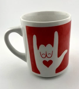 American Sign Language Mug. I Love You- ASL Hand Sign Heart Cup.Vtg,Lovely Gift - Picture 1 of 5