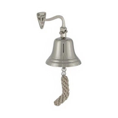 Schiffsglocke Wandglocke Messing vernickelt Ø 100mm 150mm f. Boot Wohnwagen Haus - Bild 1 von 3