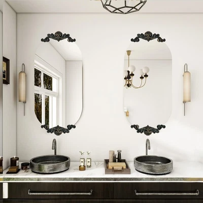 3 Sizes Oval Antique Ornate Wall Hanging Mirror Baroque Vanity Bathroom Mirrors - image 1 of 4