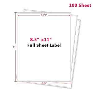 100x Full Sheet Sticker Labels Shipping Address Labels for Laser/Ink Jet Printer - Picture 1 of 3