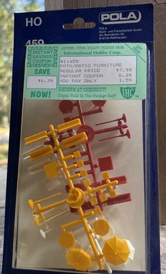 Pola HO Scale Sunshades, Benches & Chairs Patio Furniture  Kit 459 NIP - Image 1 of 3