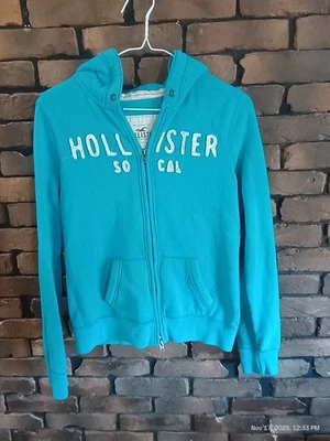 Y2K Blue Holister Zip Up Hoodie Jacket Size Large Embroidered Logo - Image 1 of 4