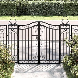 vidaXL Cancello da Giardino Nero 121x8x100 cm in Ferro Battuto - Foto 1 di 6