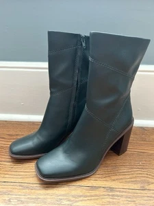 Franco Sarto Mid Calf Zip Up Boots Womens Size 10 Green Classic - Picture 1 of 9