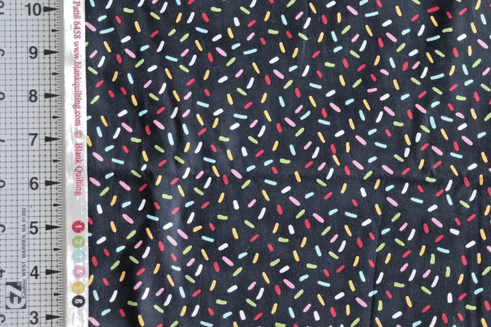 Sprinkles on black cotton quilt fabric  FQ  Blank textiles - Image 1 of 1