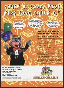 CHUCK E. CHEESE - Original 1999 Trade print AD / poster / licensing toy promo - Picture 1 of 1