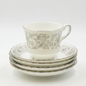 Vintage 1940er Royal Stafford Athena Silber Weiß Füllhorn Teetasse & 4 Untertassen - Bild 1 von 8