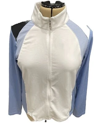 Chaqueta deportiva de golf Izod azul blanco negro cremallera completa para mujer grande nueva Foto 1 de 4