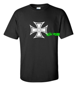 CAMISETA CRUZ MALTESA CRUZ DE HIERRO hot rod motociclista helicóptero alemán Primera Guerra Mundial - Imagen 1 de 2