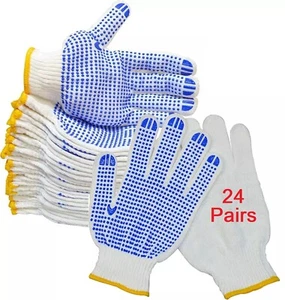 PVC gepunktete Arbeitshandschuhe weiß gepunktet Handschuhe Griphandschuhe Baumwolle Grip Gloves - Bild 1 von 6