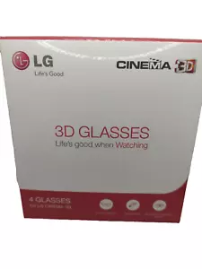 LG Cinema 3D Glasses (4) Pack Model AG-F310 Lightweight TV Video Movie Accessory
