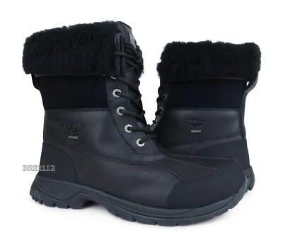 Botas de piel de cuero impermeables negras UGG Butte para hombre talla 7,5 *NUEVAS* Foto 1 de 4