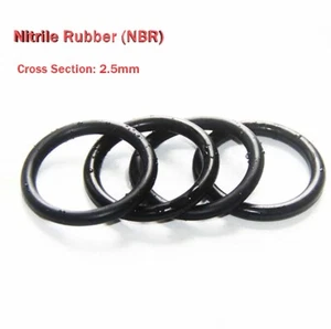 Black 2.5mm Cross Section O-Ring Washers Oil Sealing Gasket, NBR Nitrile Rubber - Bild 1 von 9
