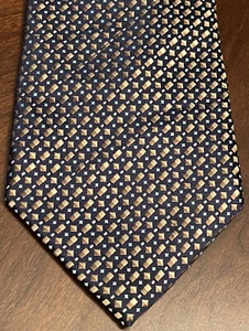 Van Heusen Blue Brown Hand Made 100% Polyester Men’s Neck Tie Made In China - Picture 1 of 9