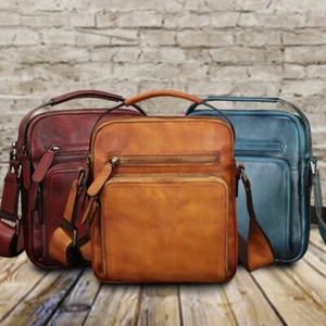 Genuine Leather Purse and Shoulder Bag for Men Vintage Real Leather Messenger - Picture 1 of 15