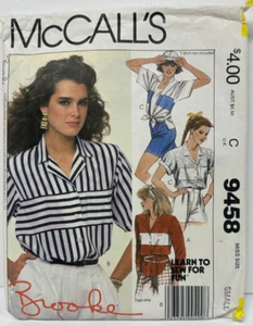 Camisa De Colección 1984 McCalls Brooke Shield 9458 Patrón de Costura Falta Botón Pequeña - Imagen 1 de 7