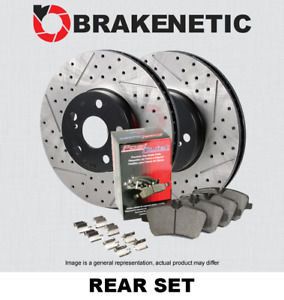 REAR BRAKENETIC Premium Drill Slot Brake Rotors + Ceramic Pads BPK83973