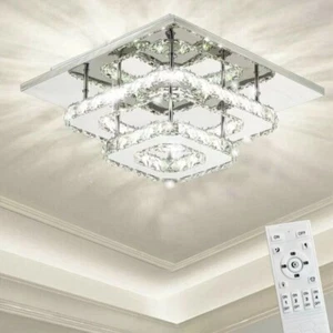 NEW 36W Crystal LED Ceiling lights chandelier Bilayer Flush Mount Light Fixture - Picture 1 of 15