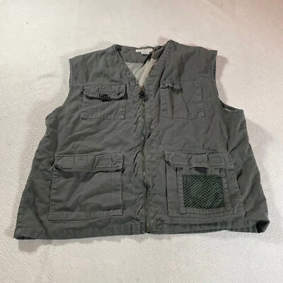 Vintage Faded Glory Fishing Vest Mens Extra Large Green Mesh Zip Up Hunt Fish - Image 1 of 4