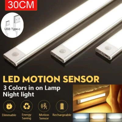  3 PACK LED Motion Sensor Under Closet Light Rechargeable Magnetic Cabinet Lamp - image 1 of 4