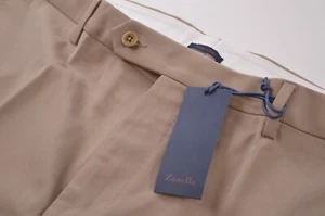 Zanella Anzughose Größe 38 in einfarbig khaki hellbraun Wolle Devon neu mit Etikett  - Bild 1 von 10