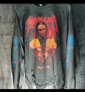 CUSTOM METALLICA LONG SLEEVE 4 SIDDED PRINT SHIRT LA APPAREL VINTAGE FADE - Picture 1 of 4