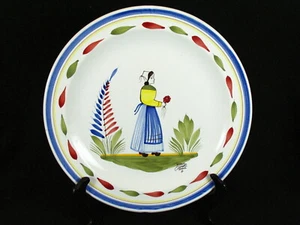 Quimper Dinner Plate Keraluc Woman in Center Mint Signed 11 3/8" - Picture 1 of 2