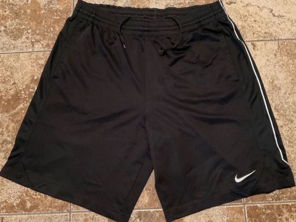 VINTAGE Y2K NIKE BASKETBALL SHORTS WAFFLE KNIT ( MENS M, 36”-38” ) BLACK - Image 1 of 4