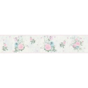 AS Creation Floral Stripes Light Blue Wallpaper Border Flowers Textured 5mx13cm - Picture 1 of 6