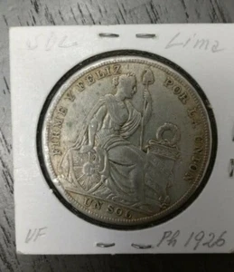 1926 Peru Silver 1 Sol - Picture 1 of 3