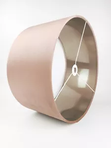 Paralume tamburo velluto rosa nudo *6 fodere spazzolate * bronzo rosa champagne - Foto 1 di 17