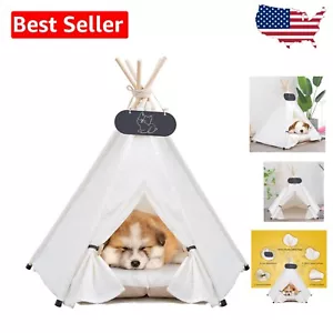 Portable Pet Teepee Tent with Removable Cotton Bed - Ideal for Small Pets - Picture 1 of 8