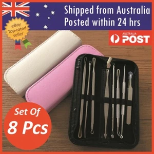 8pcs Blackhead Remover Extractor Tool Pimple Blemish Popper Comedone Kit Clip - Picture 1 of 10