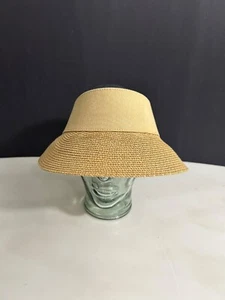 Scala Collezione Women's Woven Sun Visor Hat Adjustable Back One Size Tan Beige - Picture 1 of 10