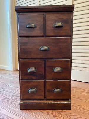 Printer's wood cabinet Tuscan chest nut Pottery Barn - Image 1 of 4