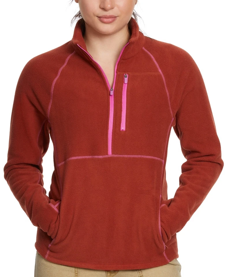 Bass Outdoor Womens fit Quarter zip Sweatshirt XS Red Solid