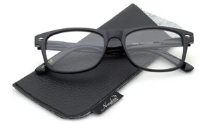 Junior Retro Horn Rimmed Glasses Spring Temple Clear Lens Frame With Pouch - Picture 1 of 6
