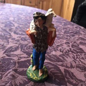 VTG Nativity Figure Shepard Carrying Lamb Replacement Italy 1950s Vivid 5” - Picture 1 of 5