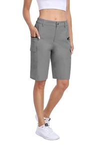 Women 10” Hiking Cargo Short with Zip Pocket Lightweight Camping Jogger Travel - Picture 1 of 96