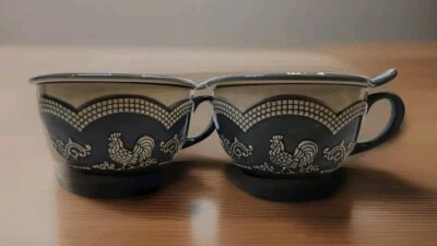 Juego de 2 tazas de comida para sopa/sándwich DOODLE DOO Red Gallo 22 oz con tapa Foto 1 de 4