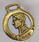 Brass Horse Medallion Vintage English King George VI Royal Profile Parade Show