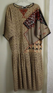 Vintage Very Funky Indian Ethnic Art-to-Wear Lagenlook Tribal Art Dress M L XL - Picture 1 of 10