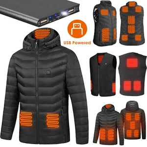 Heated Coat Warm Winter Electric Jacket with Battery Pack Heating Vest Thermal - Picture 1 of 32