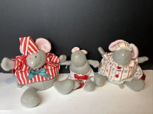 1985 Hallmark Night Before Christmas Vintage Mama Papa Baby Mouse Beanbag Plush - Picture 1 of 12