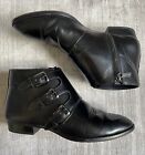 Michael Kors Pointed Black Leather Booties Boots With 3 Straps Women?S Size 7 M