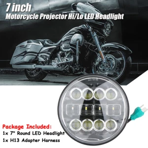 Chrome 7" inch Round LED Headlight Hi/Lo Beam Projector for Jeep Wrangler JK LJ - Bild 1 von 8