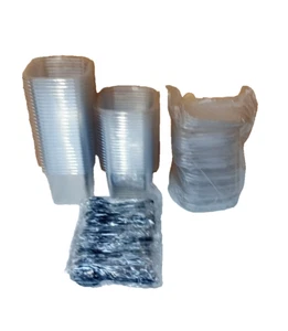 50Pcs Plastic Dessert Cups with Lids,Square Dessert Bowls Clear - Picture 1 of 18