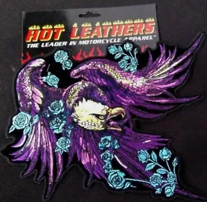 Hot Leathers eagle patch 8W 8H purple multicolor blue roses velvet Good Sports - Picture 1 of 10