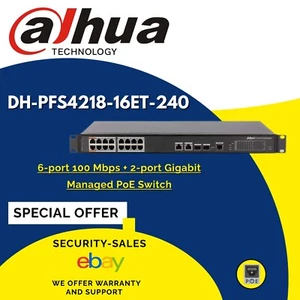 Dahua DH-PFS4218-16ET-240 16-port 10/100 Mbps +2-port Gigabit Managed PoE Switch - Picture 1 of 2