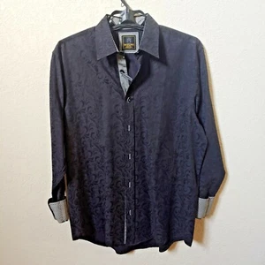 Mizumi Collegioni | Men's Black Longsleeve Casual Buttondown Shirt - Picture 1 of 11